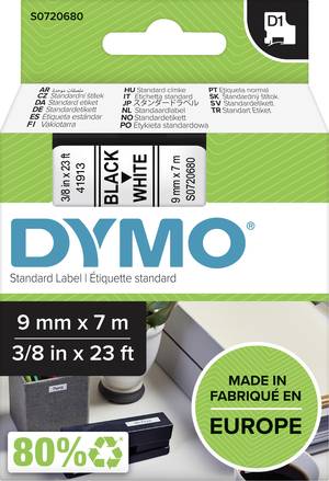 Schwarz auf Weiss 5 19mm Farbband Beschriftungsband Schriftband-Kassette f/ür Label Maker PC10 5mtr. D1 EXTRA Klebstark f/ür DYMO LabelMaker PC 10